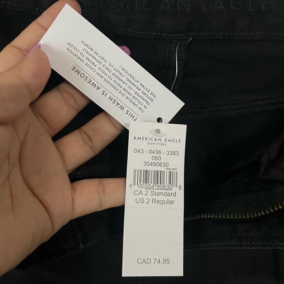 American Eagle, Women's Ripped Mom Jeans - Black Wash. Size: 2 Regular. NWT - Picture 7 of 16